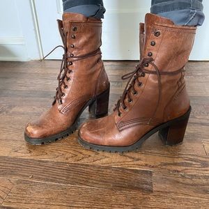 Vintage Guess mid calf combat Moto leather boots